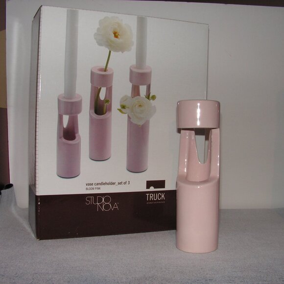 Mikasa Truck Bloom Set of 3 Vases Pink Ceramic - Picture 9 of 13